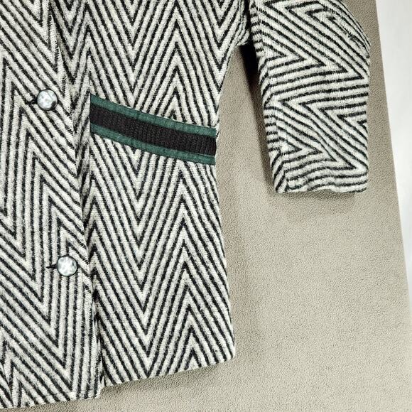 Vtg 80s Tweed Chevron Coat M/L* Women Zigzag Shoulder Pads New Wave Androgynous - Picture 10 of 15